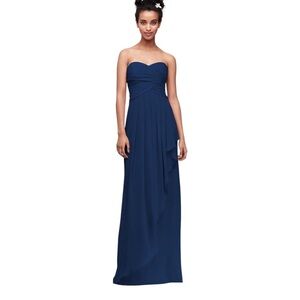 David's Bridal Strapless Navy Bridesmaids Dress